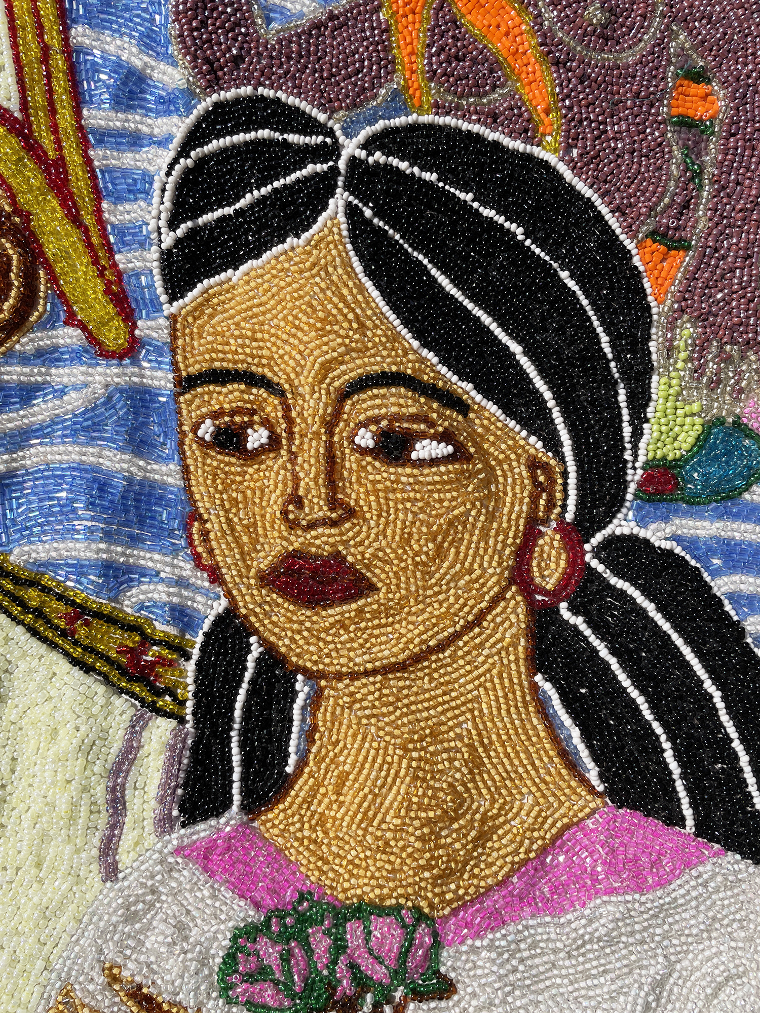 Mariage La Sirene et Agoueh - Beaded Vodou Flag