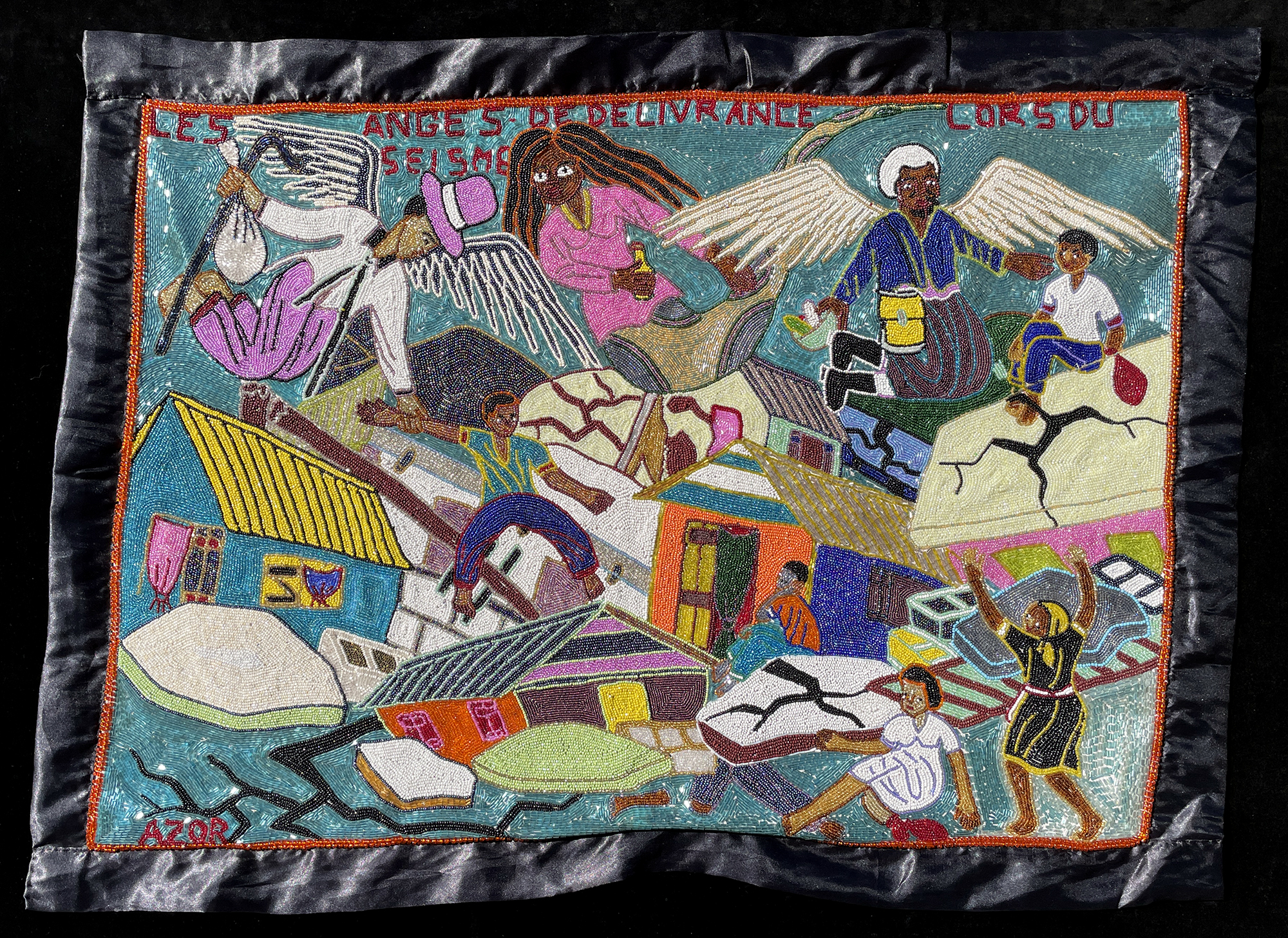 Les Anges de Délivrance Lors du Séisme - Beaded Vodou Flag