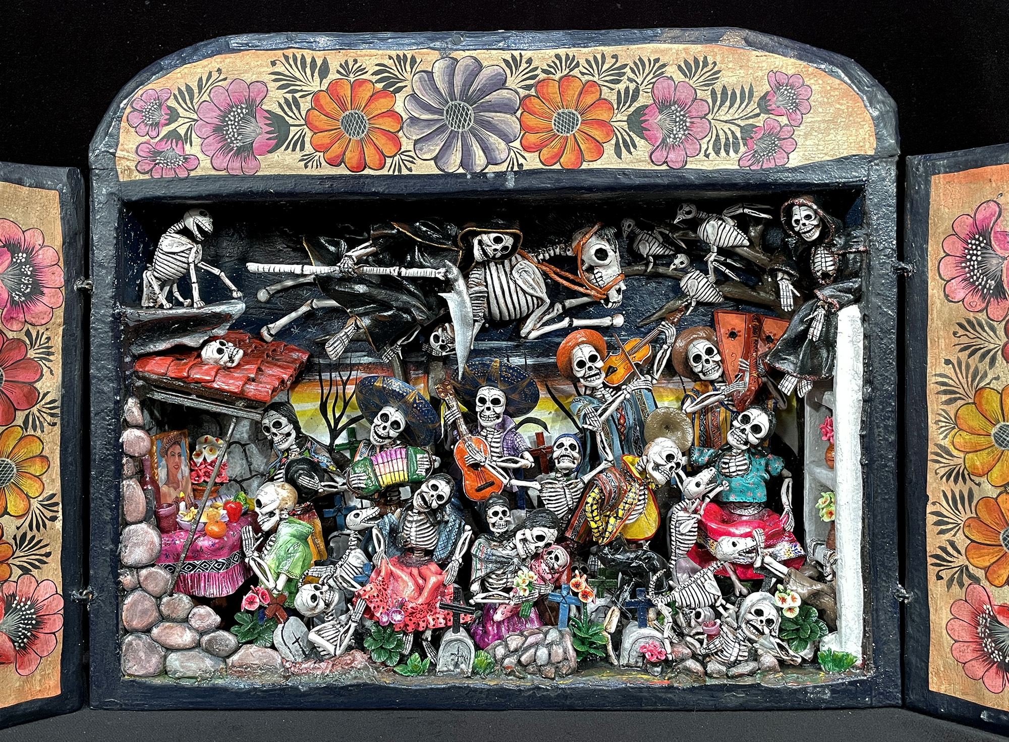Party in the Cemetery - Day of the Dead Retablo (Version 24)