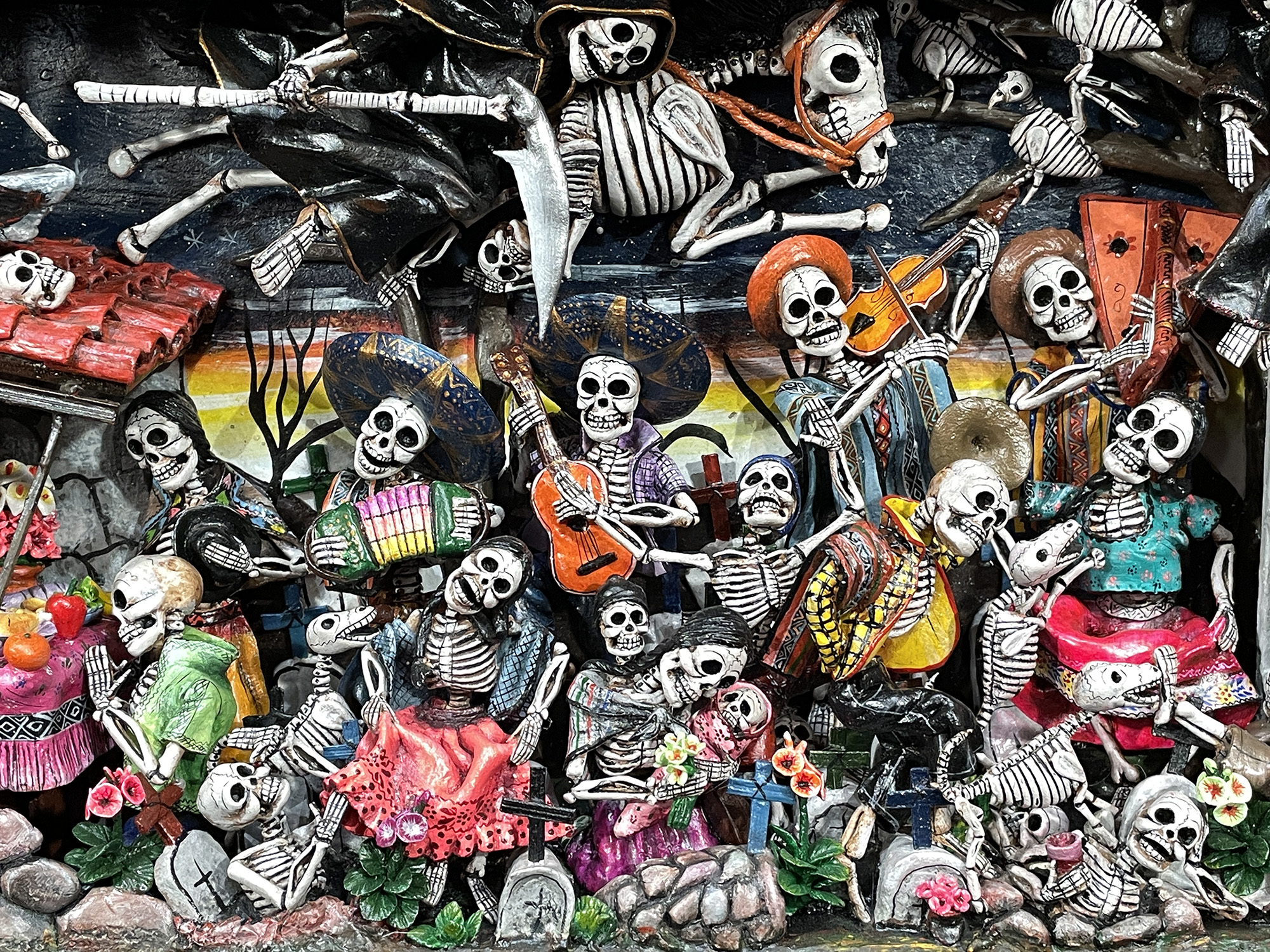 Party in the Cemetery - Day of the Dead Retablo (Version 24)
