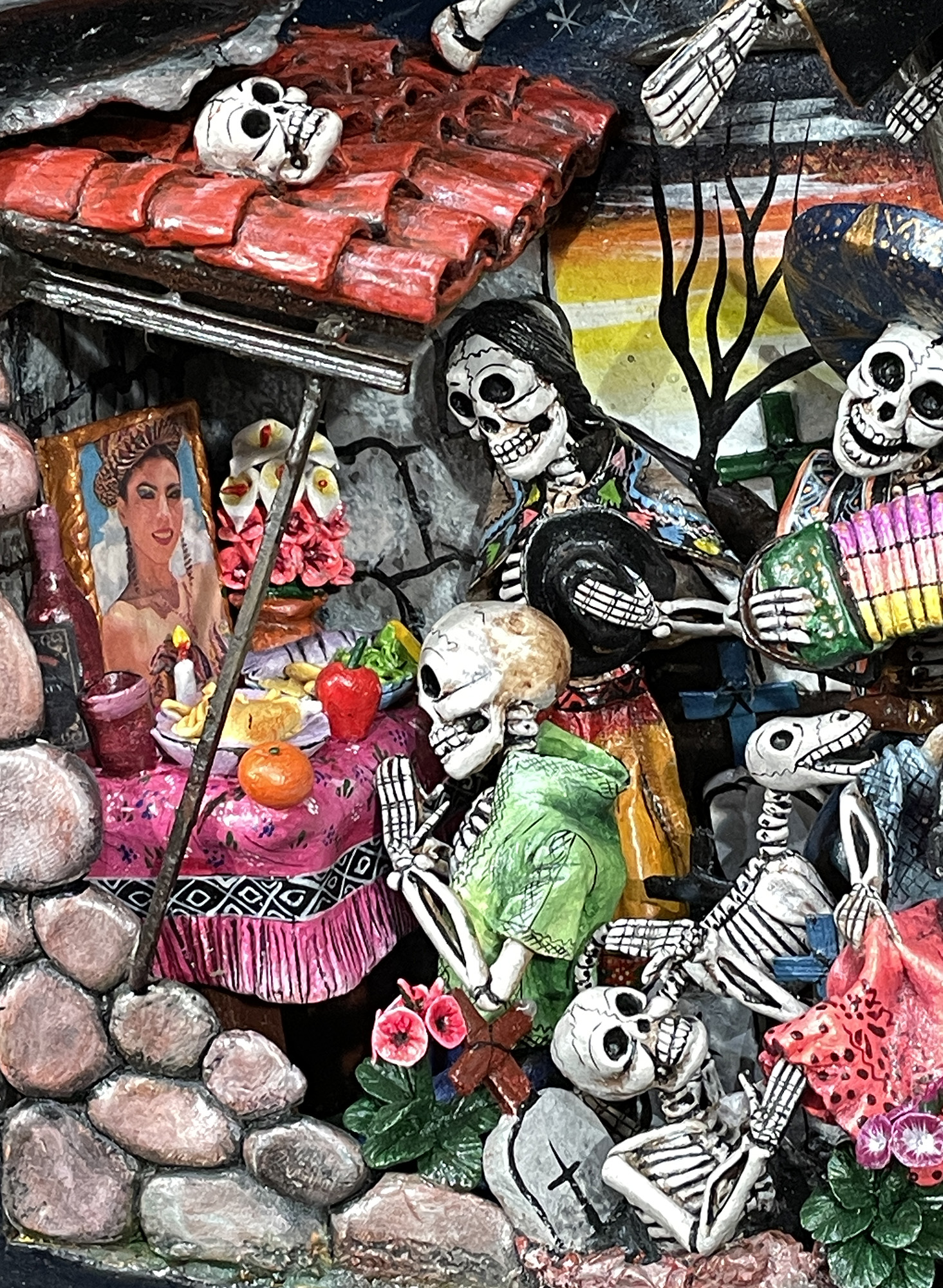 Party in the Cemetery - Day of the Dead Retablo (Version 24)