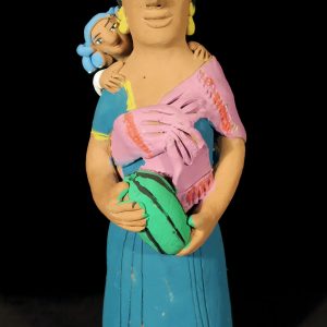 Woman Carrying a Watermelon and a Child