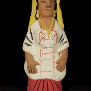 Woman in White Traje and Yellow Headpiece