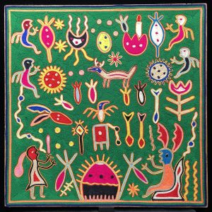 "Fiesta del Tambor" (Festival of the drum) - Nierika Yarn Painting