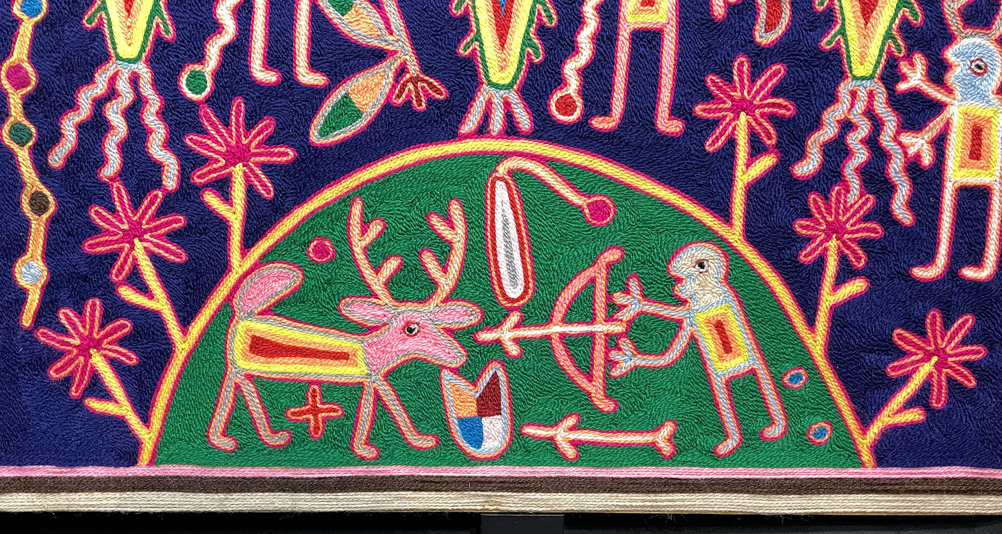 The Three Shamans and the Three Eagle Gods - Nierika Yarn Painting