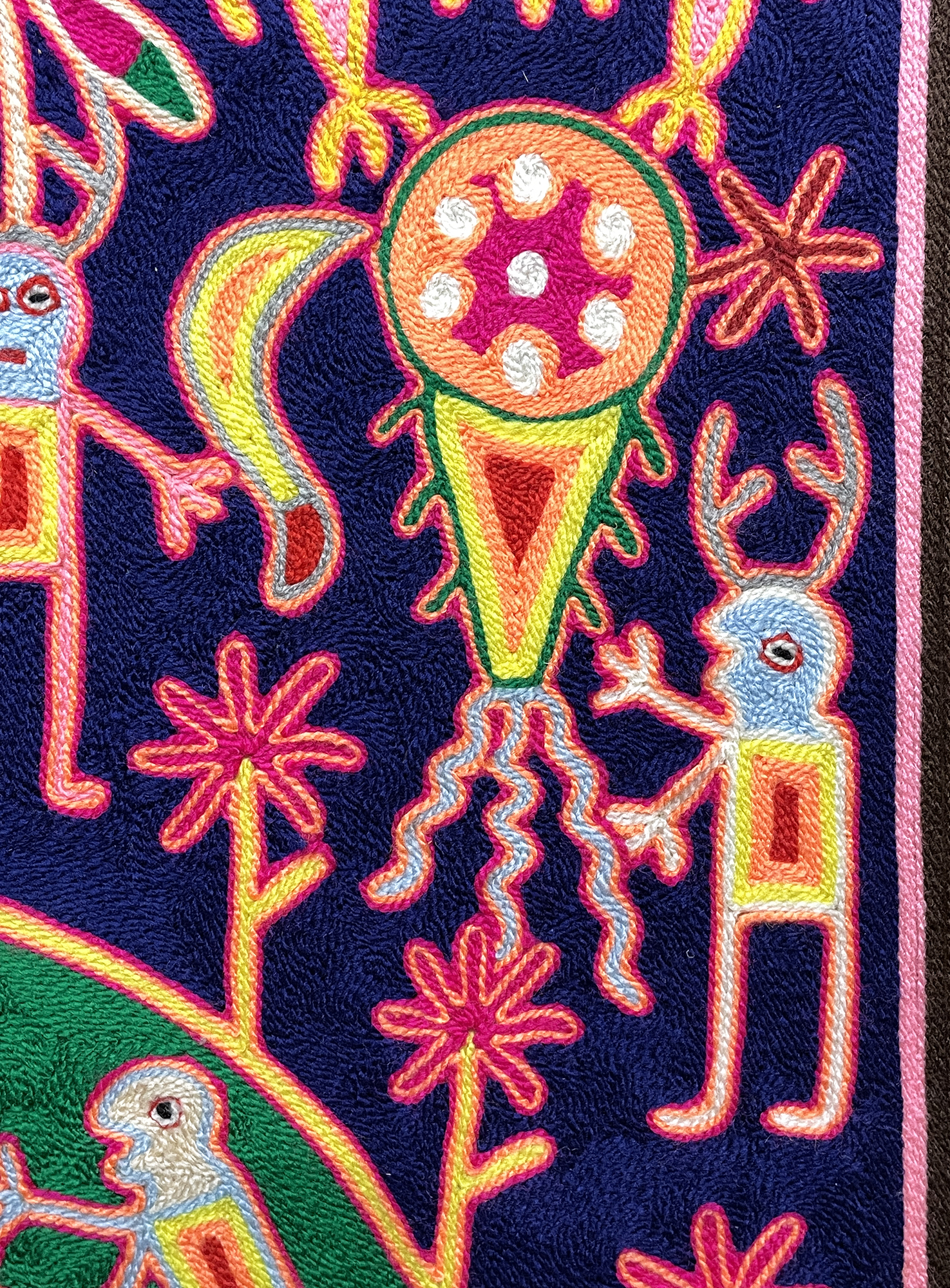 The Three Shamans and the Three Eagle Gods - Nierika Yarn Painting