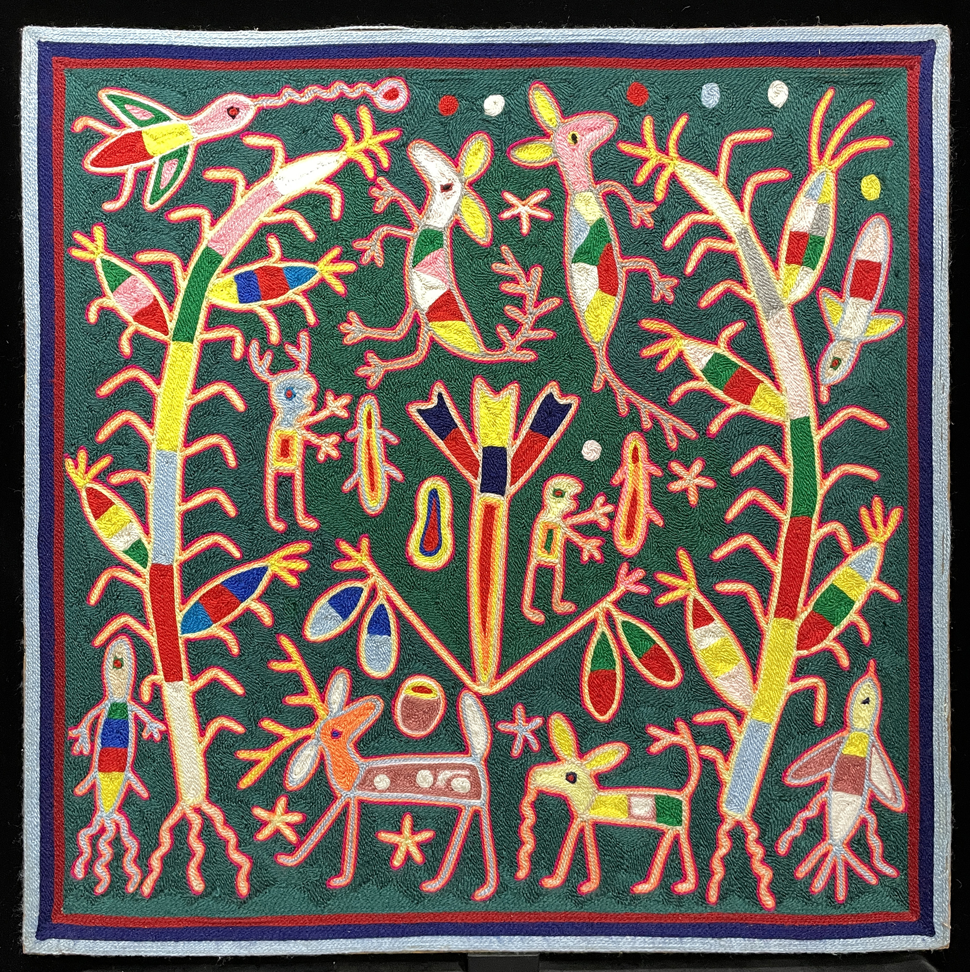The Deer God, the Shaman and the Maize of Five Colors - Nierika Yarn Painting