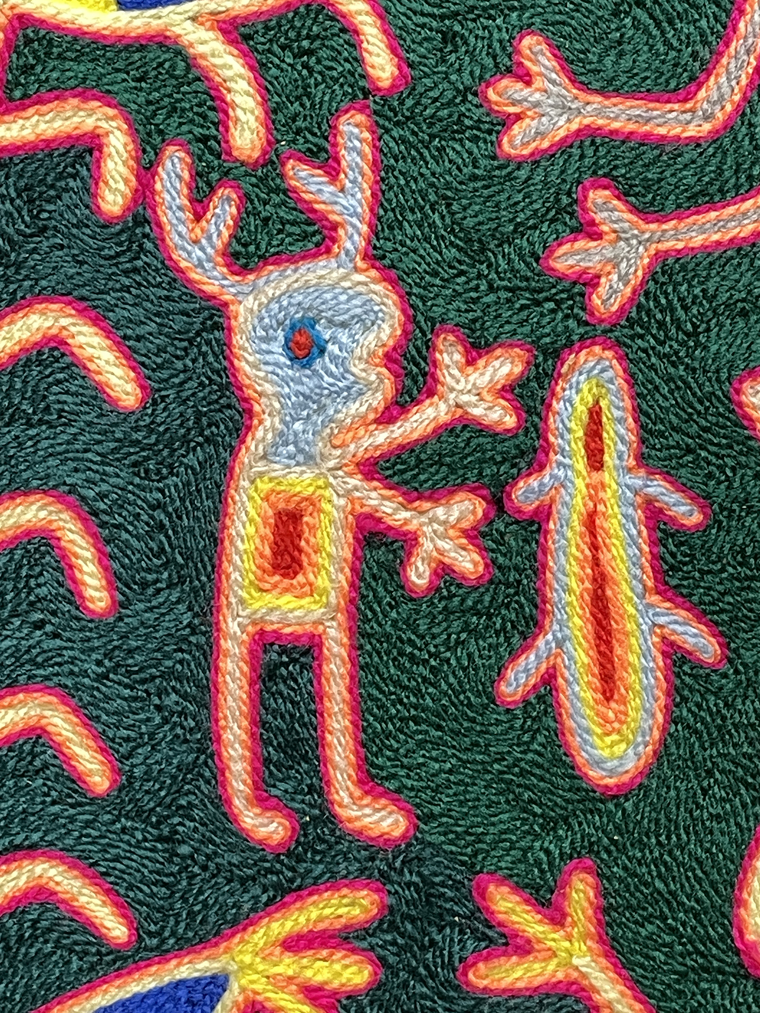 The Deer God, the Shaman and the Maize of Five Colors - Nierika Yarn Painting