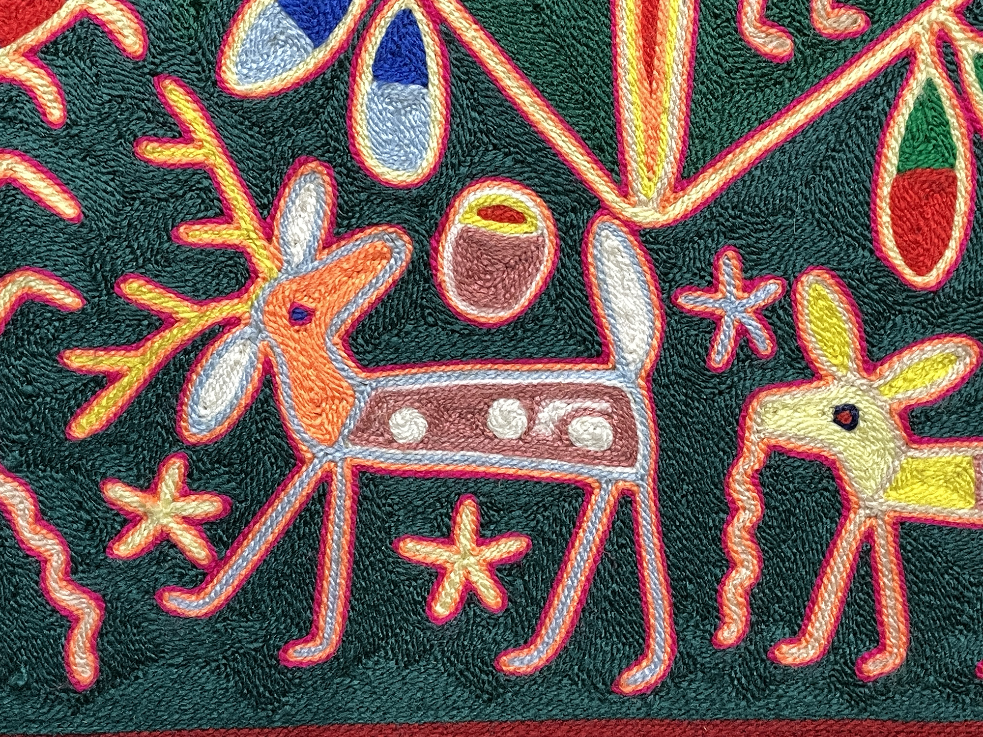 The Deer God, the Shaman and the Maize of Five Colors - Nierika Yarn Painting