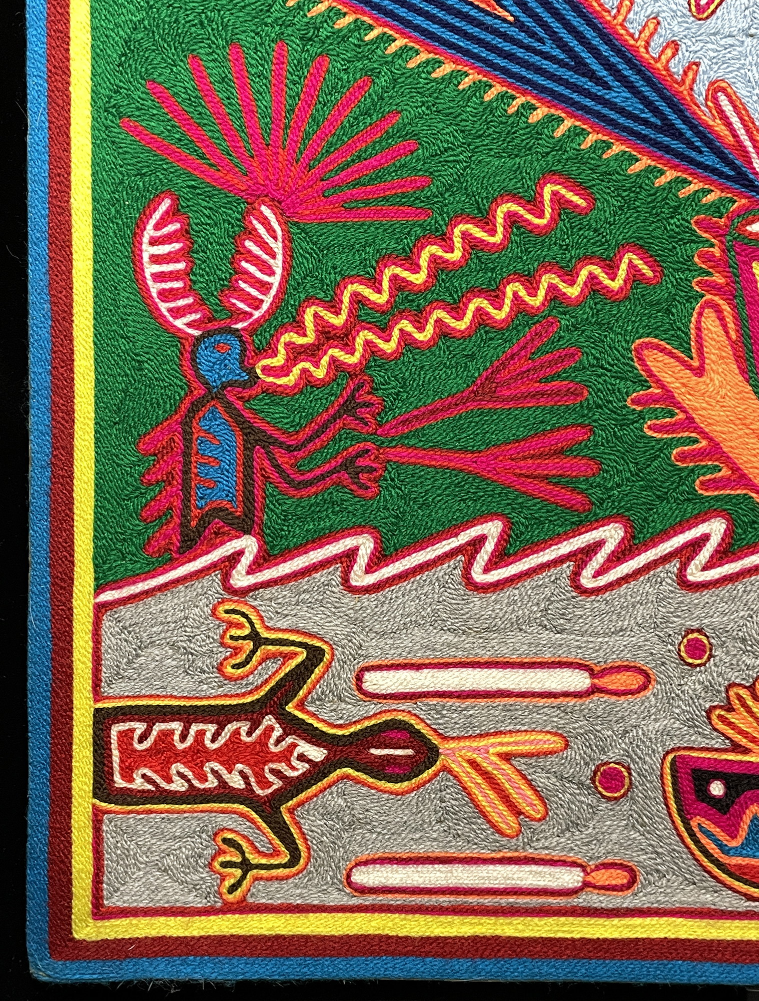 The Sacred Place of Shadows - Nierika Yarn Painting