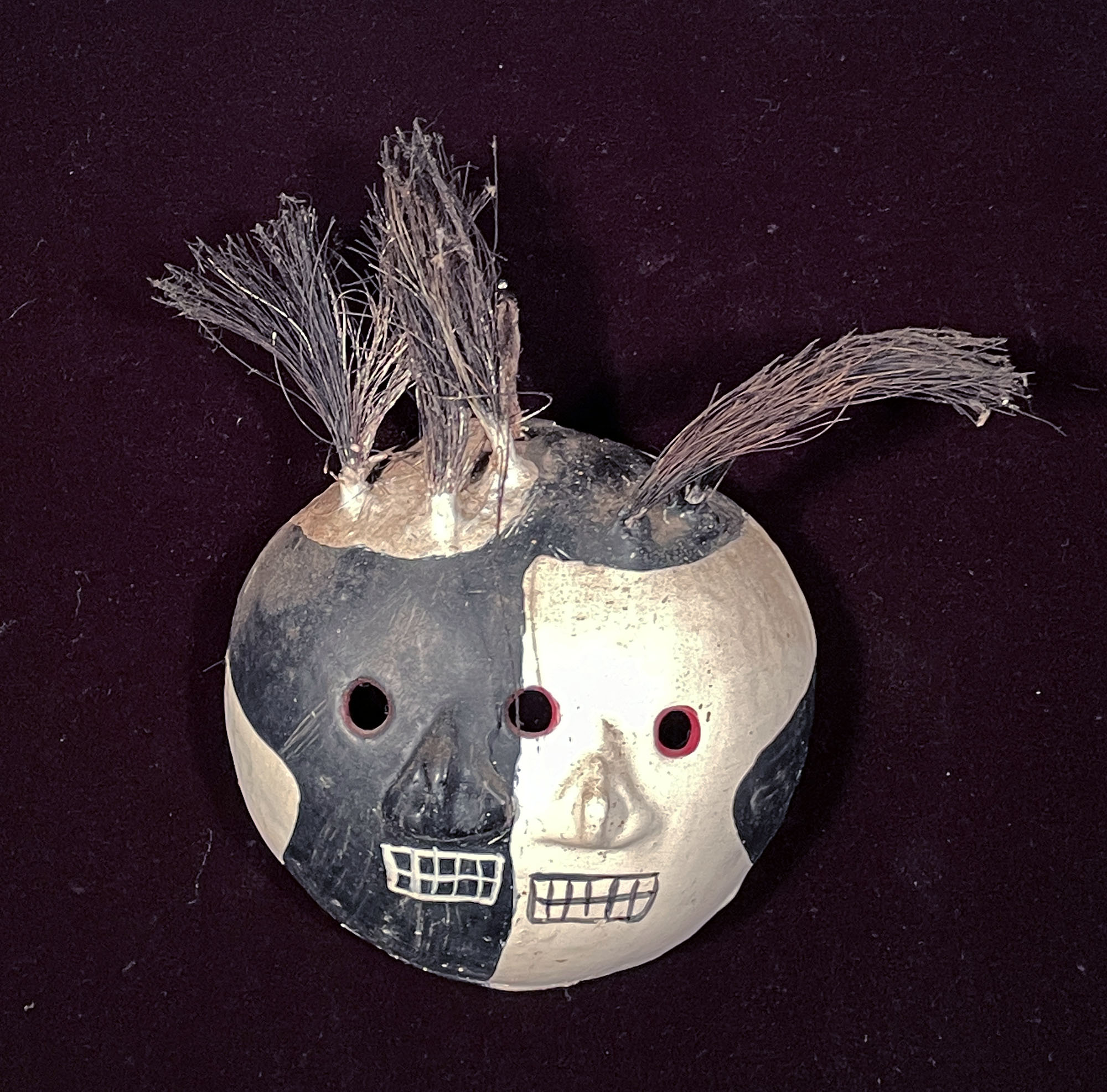 Life and Death - Vintage Coconut Shell Mask from Guerrero
