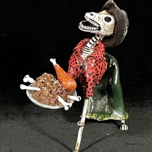 Calavera Dog with Dinner - Retablo Figure