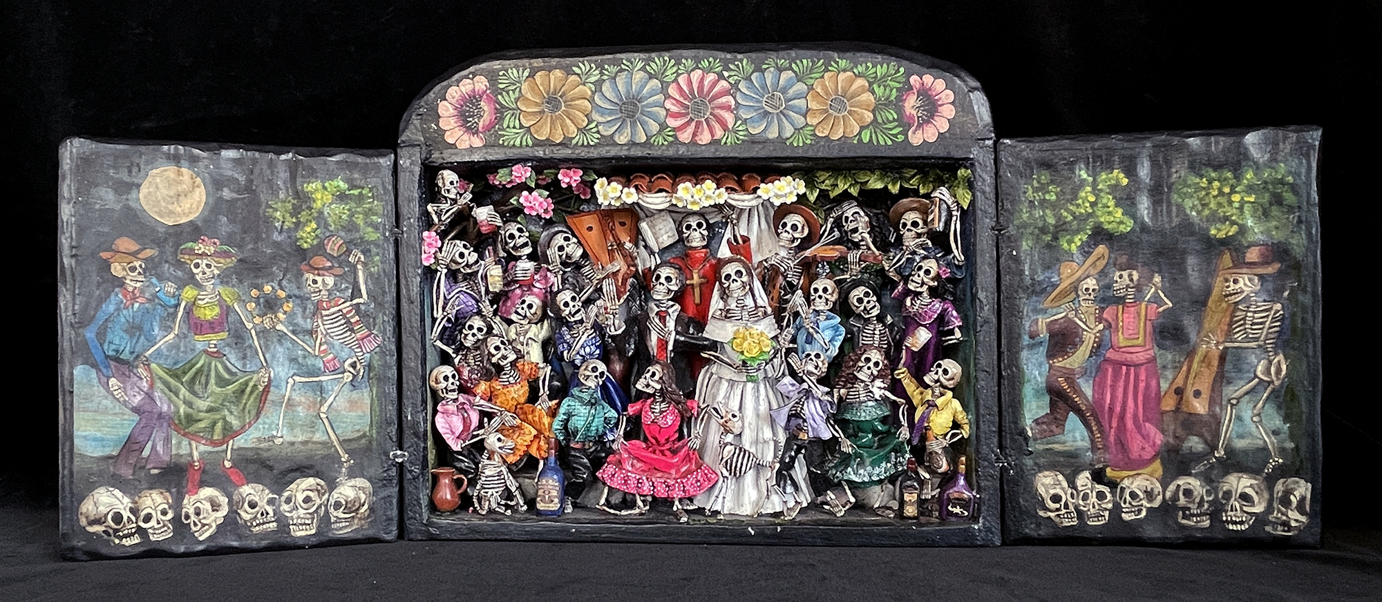 Boda de los Muertos (Skeleton Wedding - version 8) - Retablo