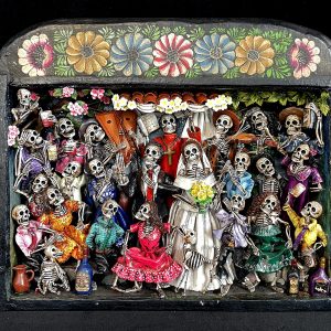 Boda de los Muertos (Skeleton Wedding - version 8) - Retablo