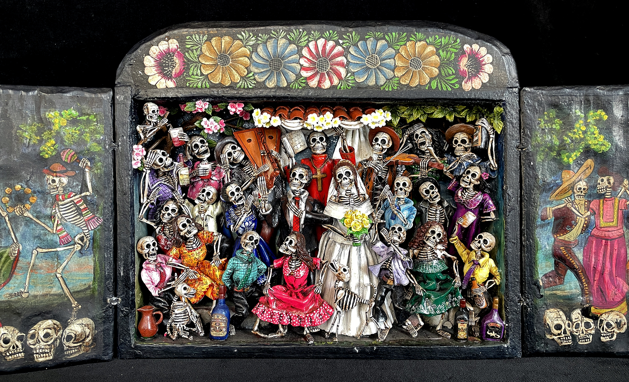 Boda de los Muertos (Skeleton Wedding - version 8) - Retablo