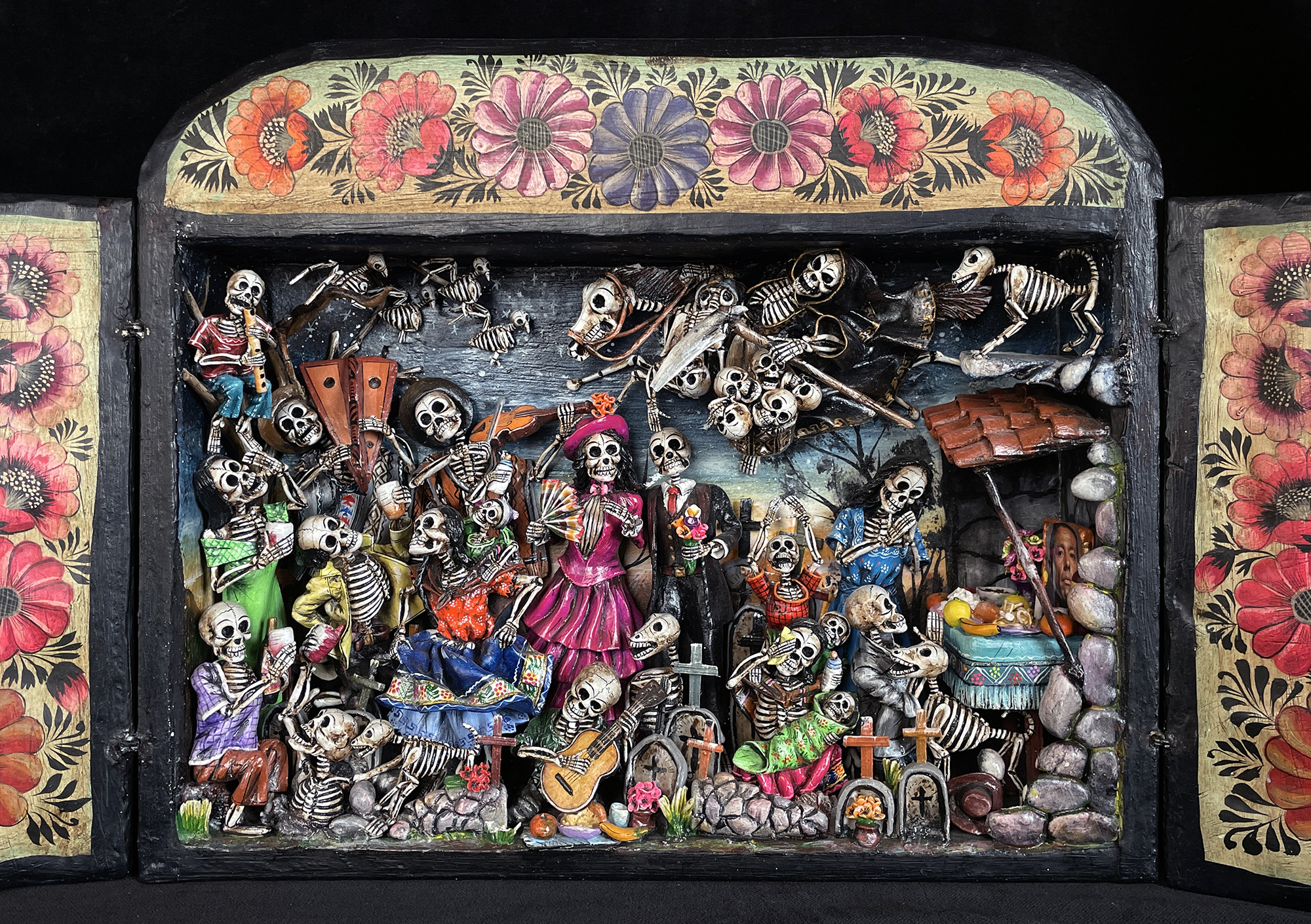 Party in the Cemetery - Day of the Dead Retablo (Version 25)
