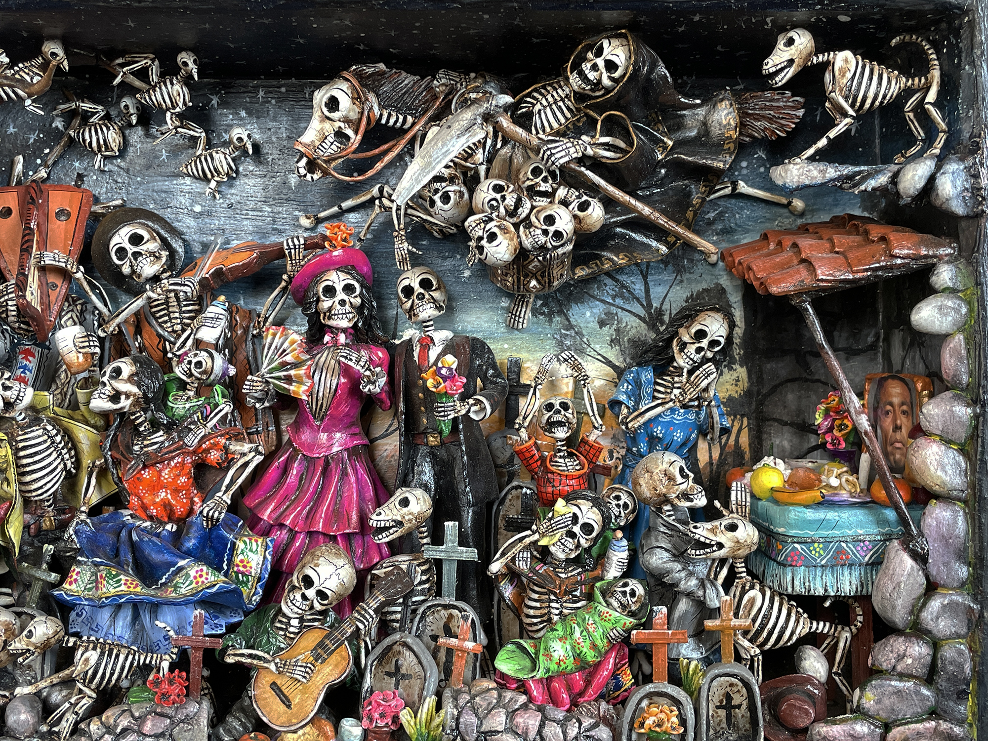Party in the Cemetery - Day of the Dead Retablo (Version 25)