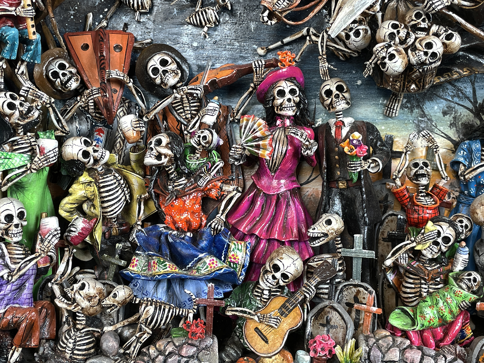 Party in the Cemetery - Day of the Dead Retablo (Version 25)