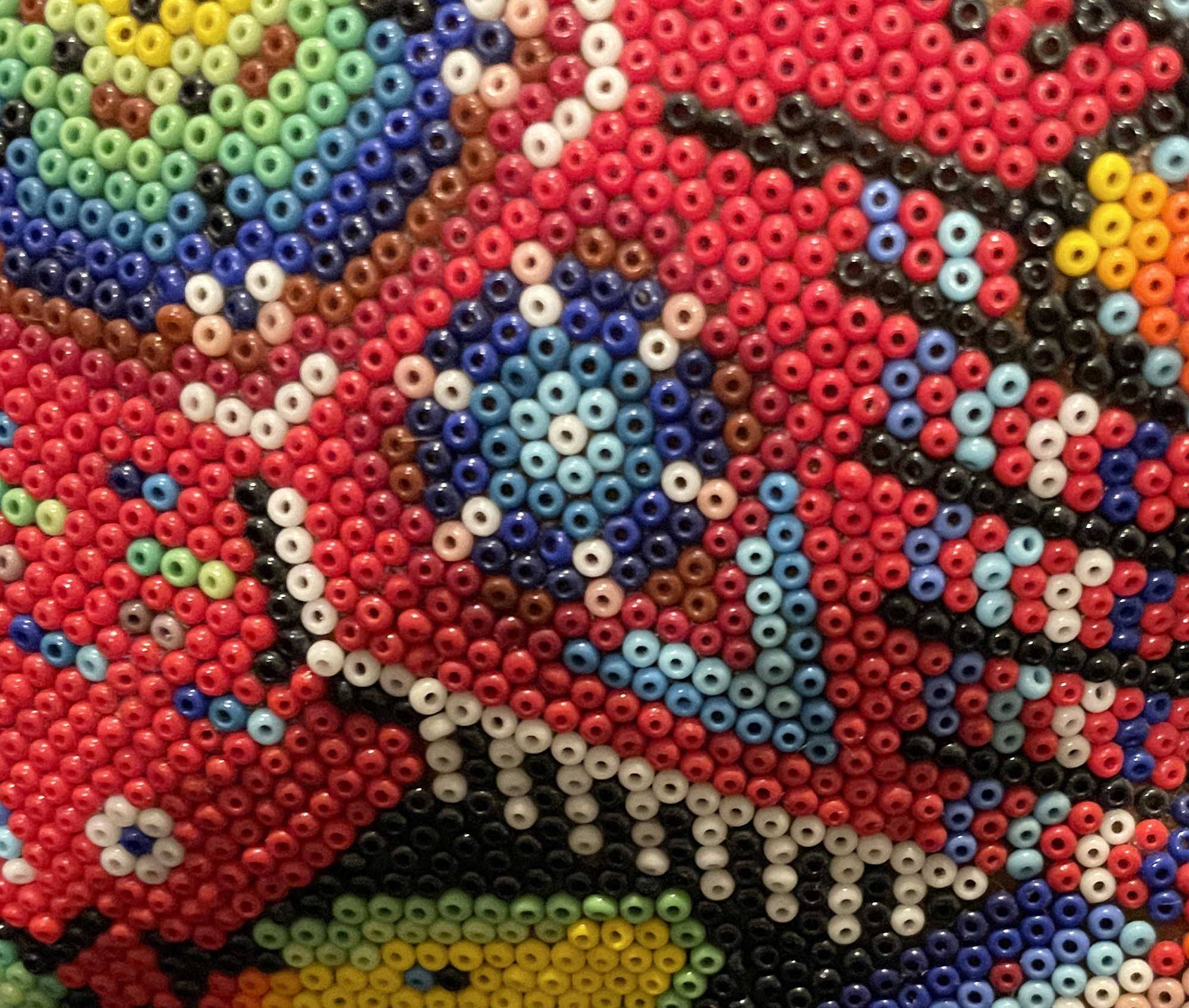 Large Jaguar Head/Mask - Huichol Beaded Sculpture