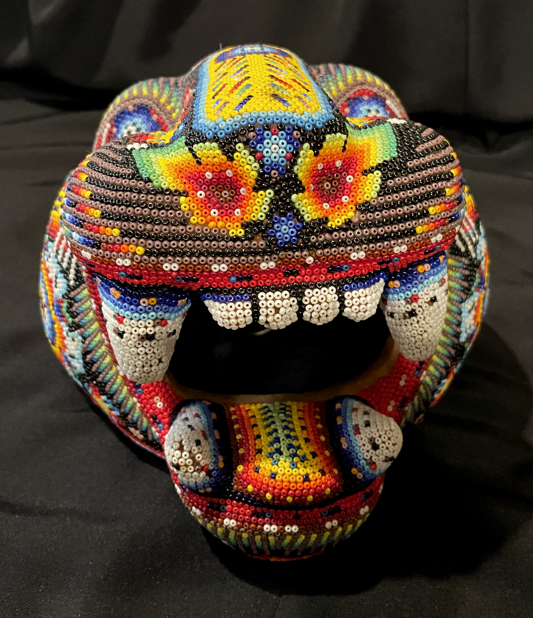 Large Jaguar Head/Mask - Huichol Beaded Sculpture