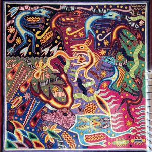 Huichol "Nierika" Yarn Painting