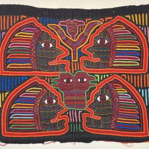 Four Faces and Two Birds - Vintage Mola from Panama