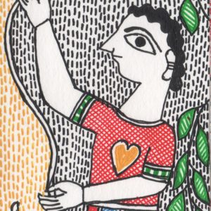Flying a kite - miniature painting